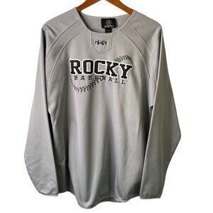 X-Grain Sportswear Rockies Baseball Jersey Pullover Crew Neck Long Sleeves Gray